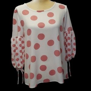 Est 1946 pink/white pok dot pullover top size  S